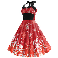 Christmas Dress Christmas Snowflake Print Women's